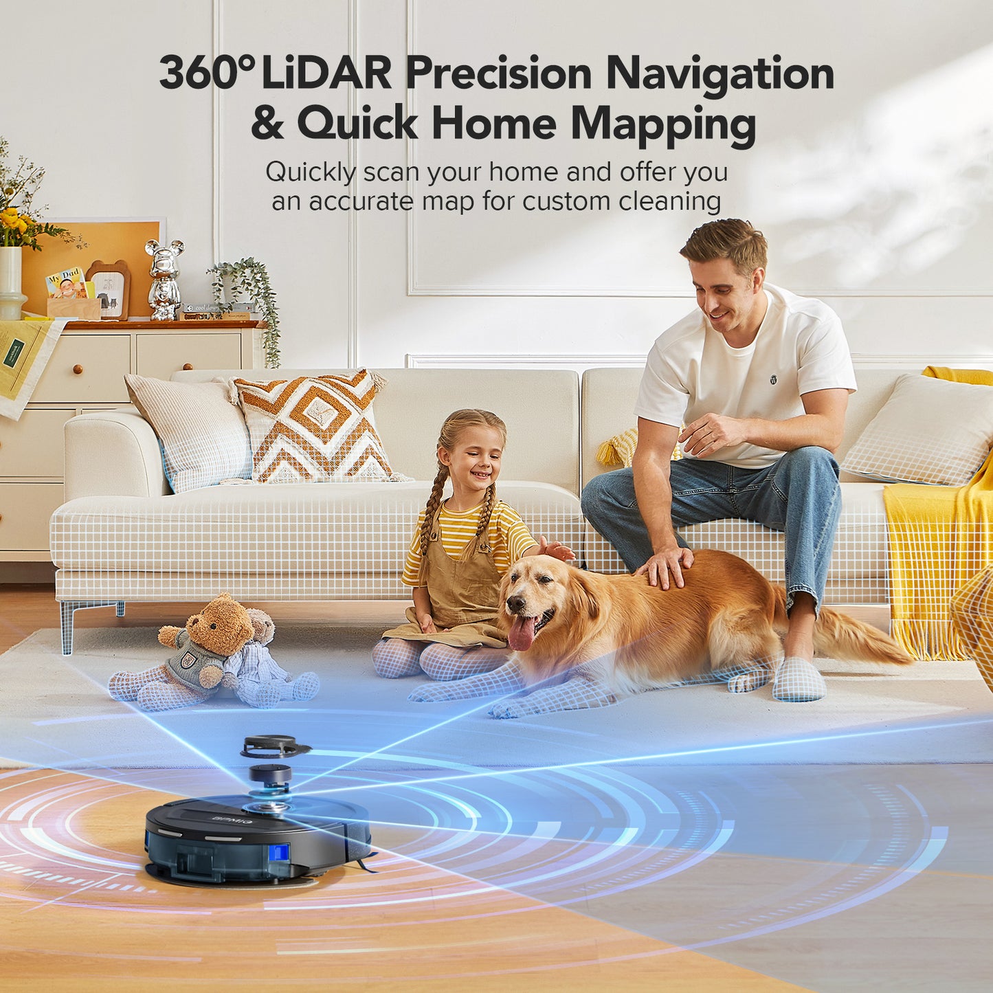 BPMIO B20 Robot Vacuum and Mop Combo, 5500Pa Max Suction with LiDAR Navigation Smart Mapping, 120 Min Runtime Customized Cleaning Schedule, Works with Alexa/WiFi/App, Great for Pet Hair, Carpet, Hard Floor