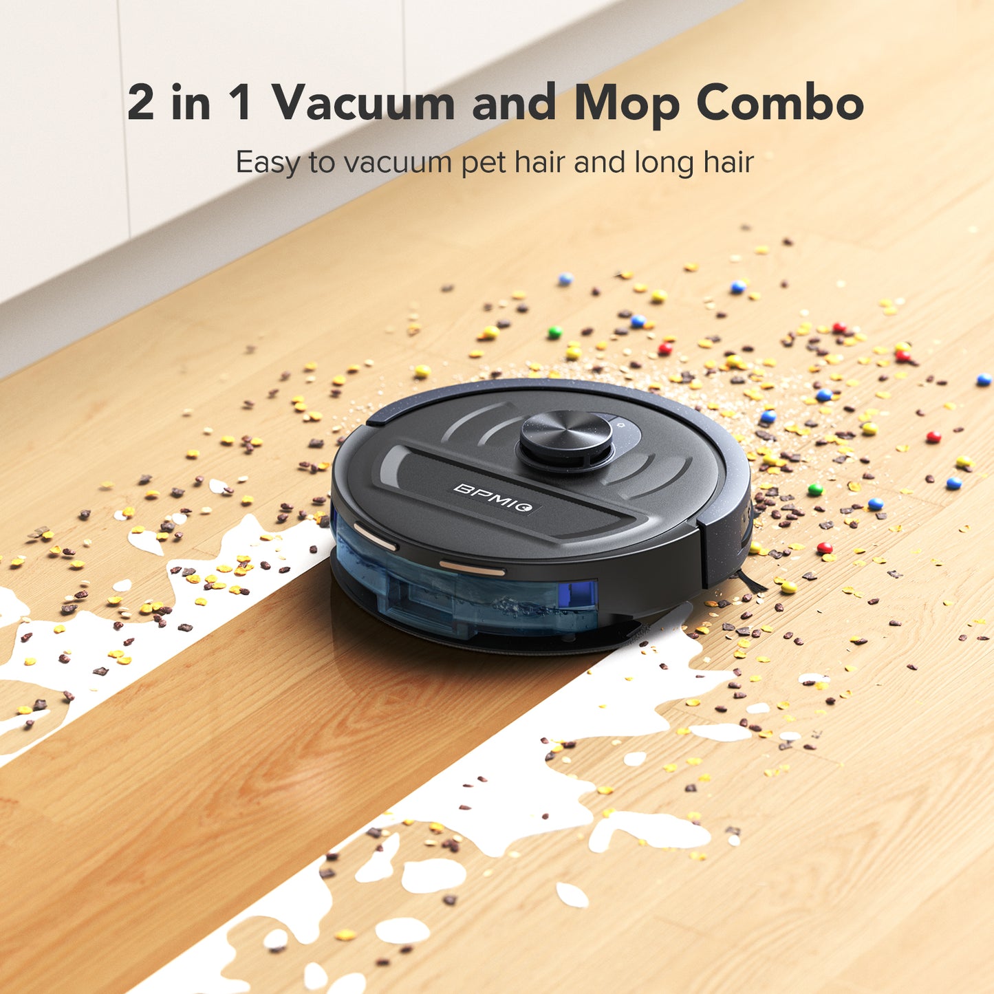 BPMIO B20 Robot Vacuum and Mop Combo, 5500Pa Max Suction with LiDAR Navigation Smart Mapping, 120 Min Runtime Customized Cleaning Schedule, Works with Alexa/WiFi/App, Great for Pet Hair, Carpet, Hard Floor