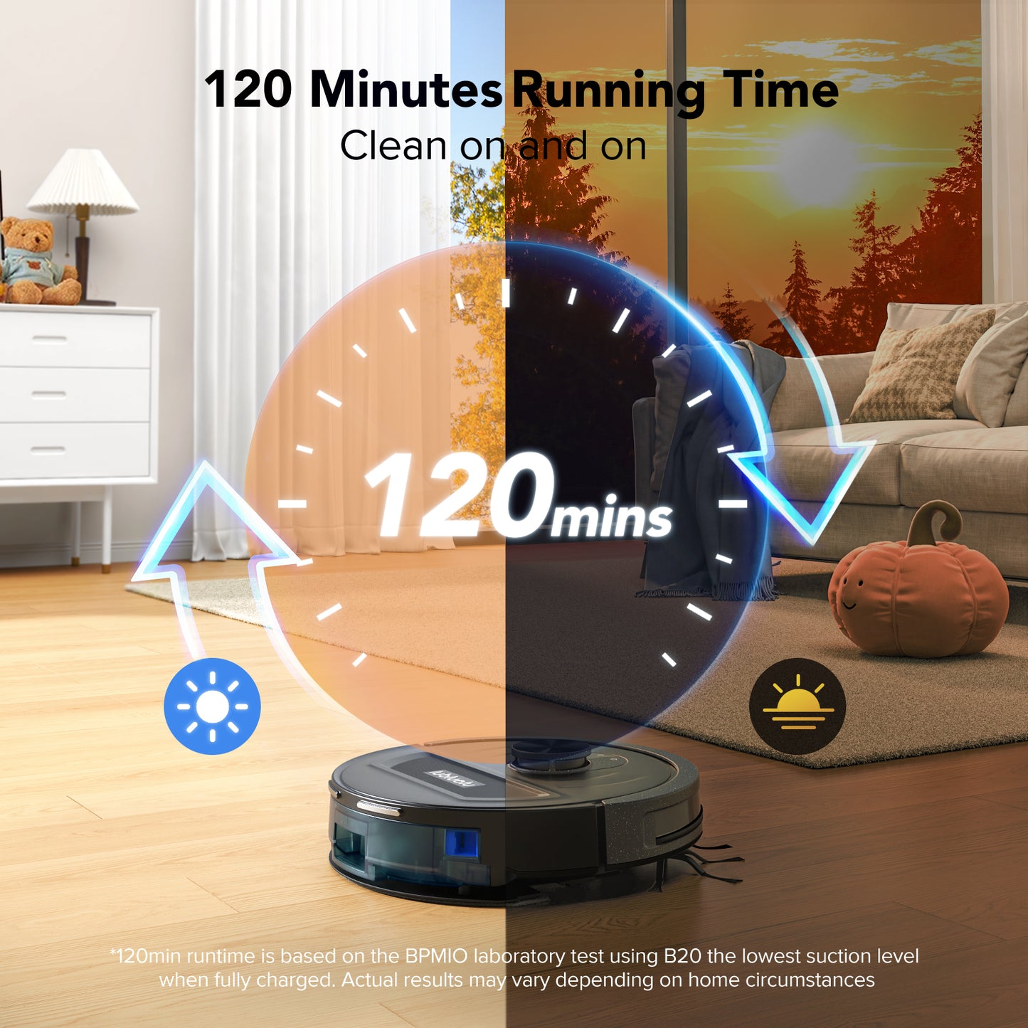 BPMIO B20 Robot Vacuum and Mop Combo, 5500Pa Max Suction with LiDAR Navigation Smart Mapping, 120 Min Runtime Customized Cleaning Schedule, Works with Alexa/WiFi/App, Great for Pet Hair, Carpet, Hard Floor